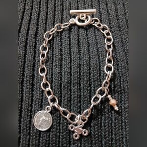 Silver Saint Benedict Charm Bracelet
